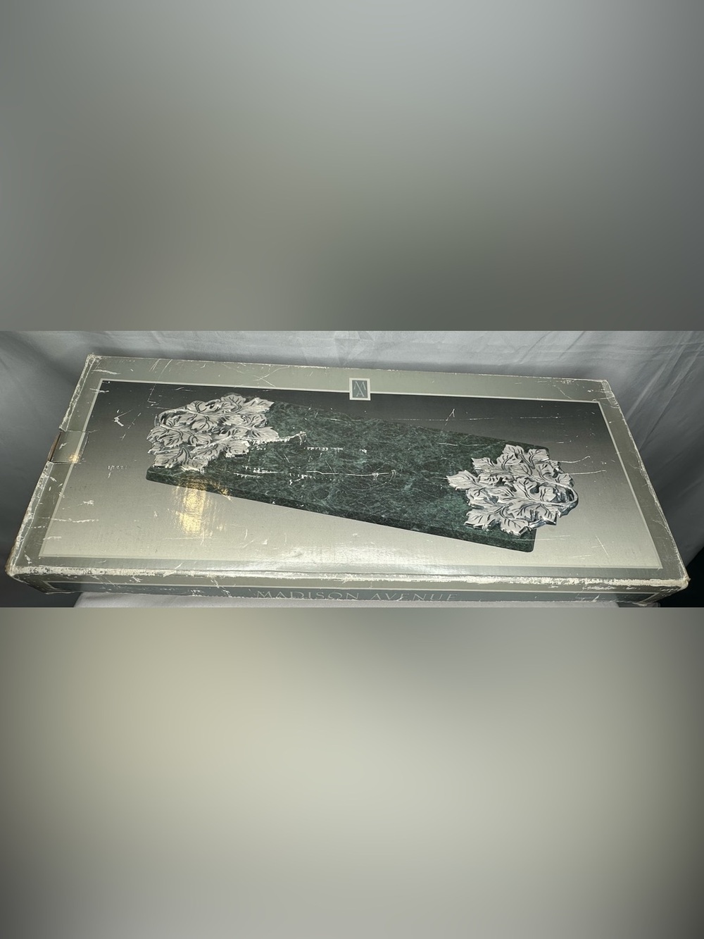 Madison Avenue Green Marble & Silver Floral Centerpiece
